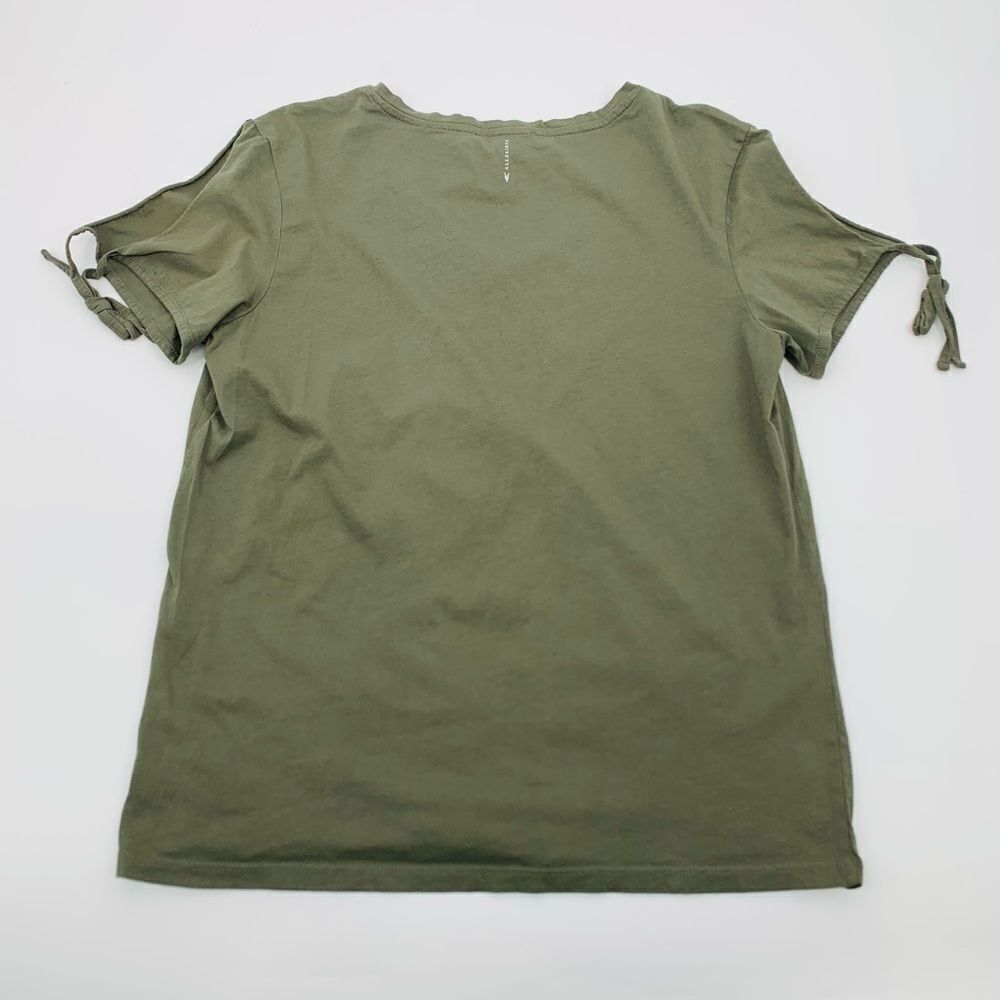 AllSaints | Women's V-Neck Olive green Top with Tie Sleeves - Picture 6 of 8